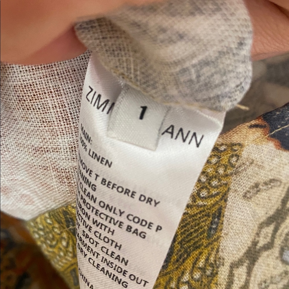 Zimmermann $895 Brightside Batik Belted Printed Linen Midi Dress Size 1 Mustard - Picture 9 of 12